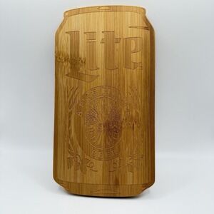 Miller Lite Brand Bamboo Cutting‎ Board Shaped Like A Beer Can